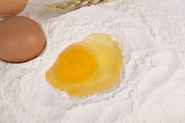 Eggs and flour for baking.