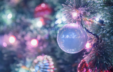 Obraz na płótnie Canvas Close - up Christmas tree and decoration