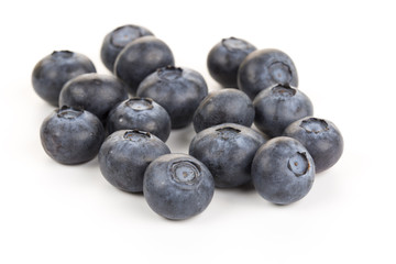 Fresh blueberry closeup on the white background