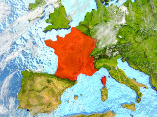 France on map with clouds