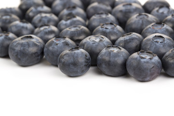 Closeup of  fresh blueberry on the white background
