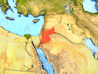 Jordan on map with clouds