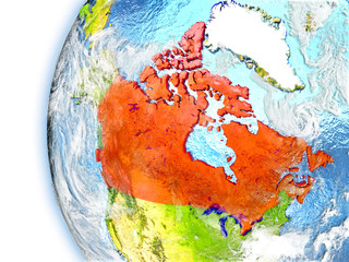 Canada on model of Earth