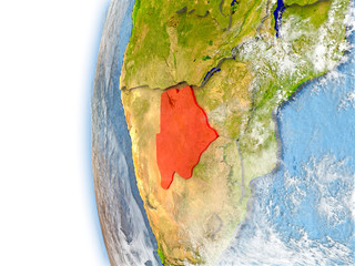 Botswana on model of Earth