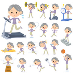 Purple wear grandmother Sports & exercise／同じシリーズはtoyotoyoポートフォリオ内から「親しみ　デフォルメ」と検索してください