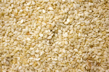 White sesame seeds background