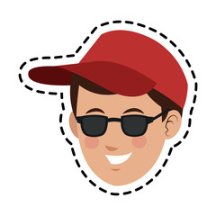 handsome young man with red baseball cap and sunglasses icon image vector illustration design 