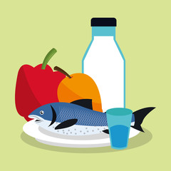 fish with health and fitness related icons image vector illustration design 
