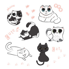 Cute cat doodle set