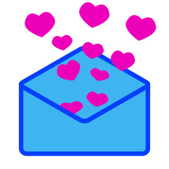 Love letter with flying hearts.