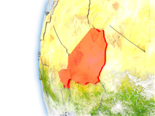 Niger on model of Earth