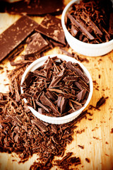 chopped chocolate in white bowl