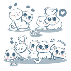 Cute cat doodle set