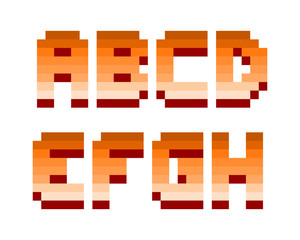 Pixel retro font computer game design vector illustration