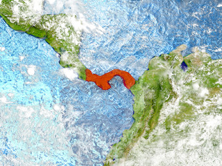 Panama on map with clouds © harvepino