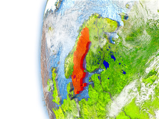 Sweden on model of Earth