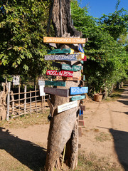 Colorful wooden creative signpost