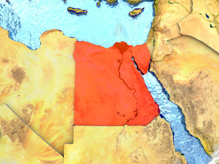 Egypt on map with clouds