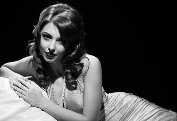 glamor fashion girl. black and white