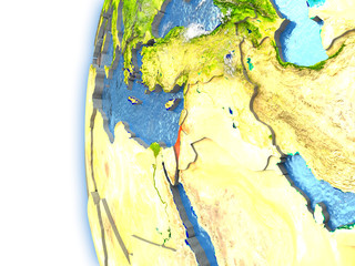 Israel on model of Earth