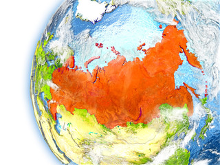 Russia on model of Earth