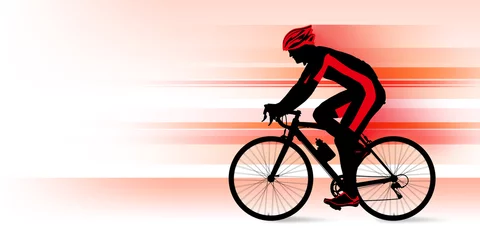 Poster Vélo Hommes faisant du vélo de route_Rouge
