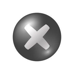 Cross sign gray element. Silver X icon isolated on white background. Mark graphic design. Round volume button for vote, decision, web. Symbol error, check, wrong or stop, failed. Vector illustration