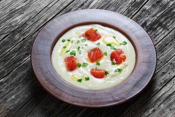 hot creamy spicy Smoked salmon soup