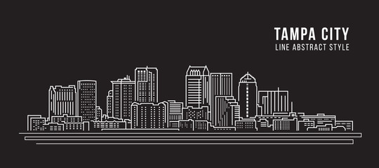 Cityscape Building Line art Vector Illustration design -  Tampa city - obrazy, fototapety, plakaty