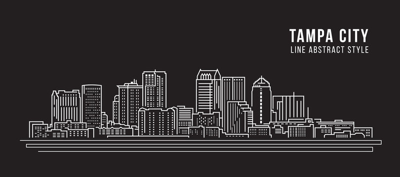 Cityscape Building Line art Vector Illustration design -  Tampa city