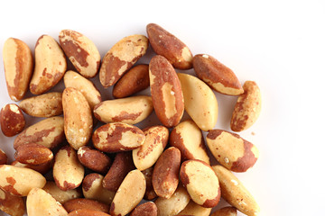 Brazil nuts on a white background