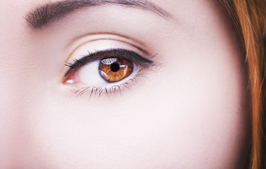 Fototapeta premium A beautiful insightful look brown woman's eye