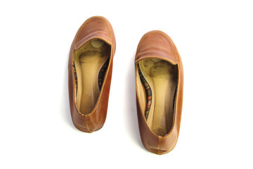 leather flat shoes isolated on white background