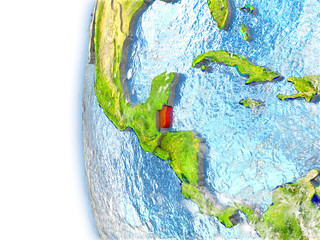 Belize on model of Earth