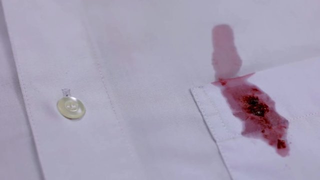 Berry jam stain on shirt