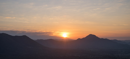 Beautiful Landscape of Sunrise at Phu Thok, Chiang Khan District, Loei Province, Thailand