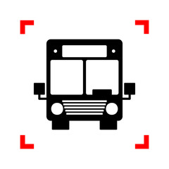 Bus sign illustration. Black icon in focus corners on white back