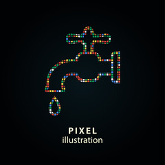 Faucet - pixel illustration.