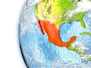 Mexico on model of Earth