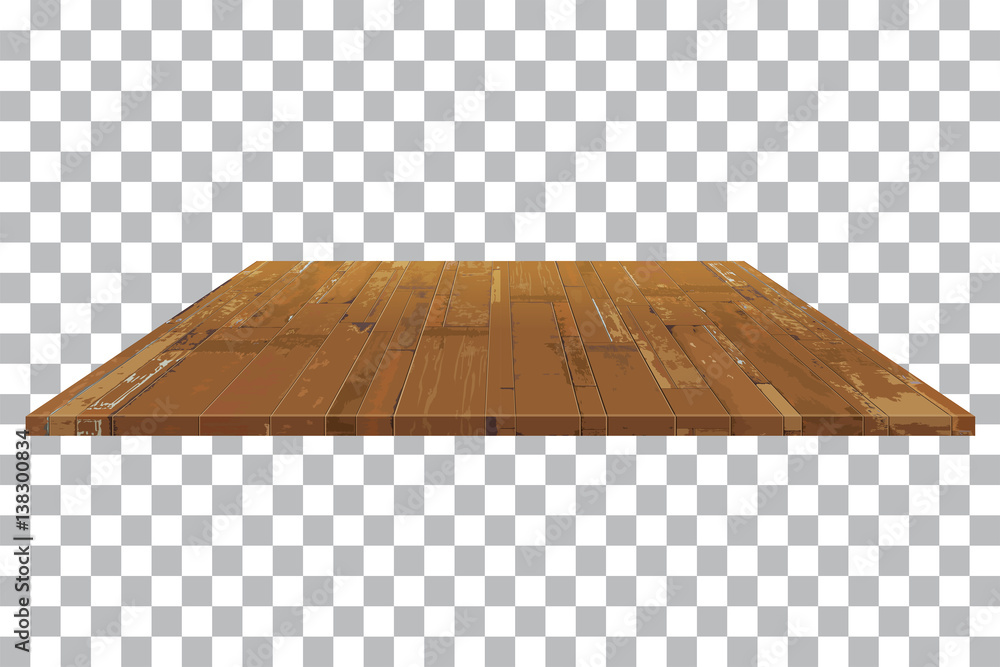 Poster vector empty wooden shelf table isolated background