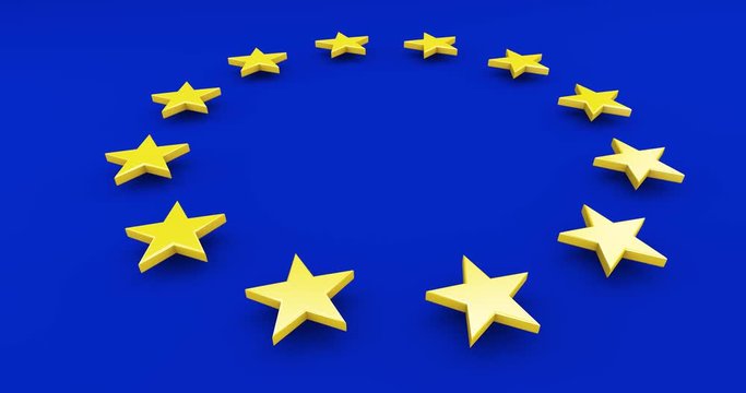 Europa Sterne auf Flagge drehen sich - Konzept Europa, Demokratie, Einwanderung und Freiheit