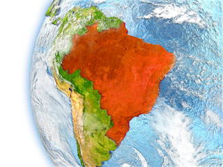 Brazil on model of Earth