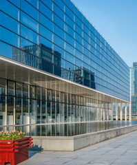 Obraz premium empty space front of modern business architecture in city of China.
