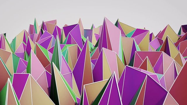 Polygonal abstract surface. Semless loop 3D render