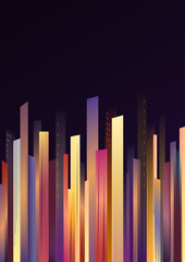 colorful skyscrapers against the night sky, vector illustration, vertical orientation 2