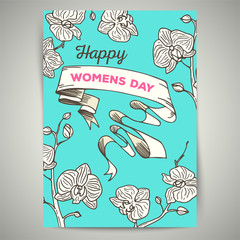 8 March. Womens day vintage card.