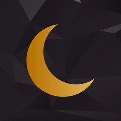 Moon sign illustration. Golden style on background with polygons.