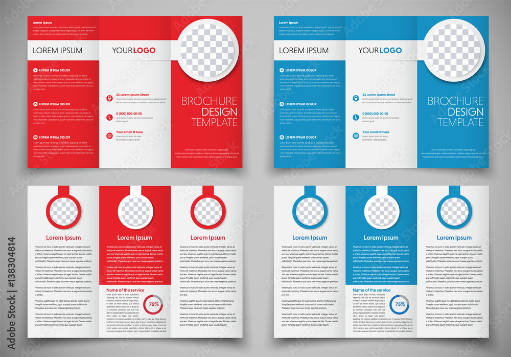 Poster template broshure with round elements for photos.