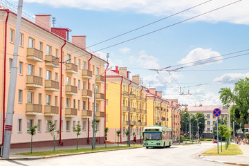 Gomel, Belarus - August 24, 2013: trolleybus rides on the street LABOUR.