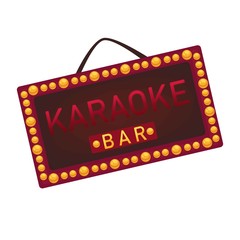 Karaoke round stage with stairs and golden microphone